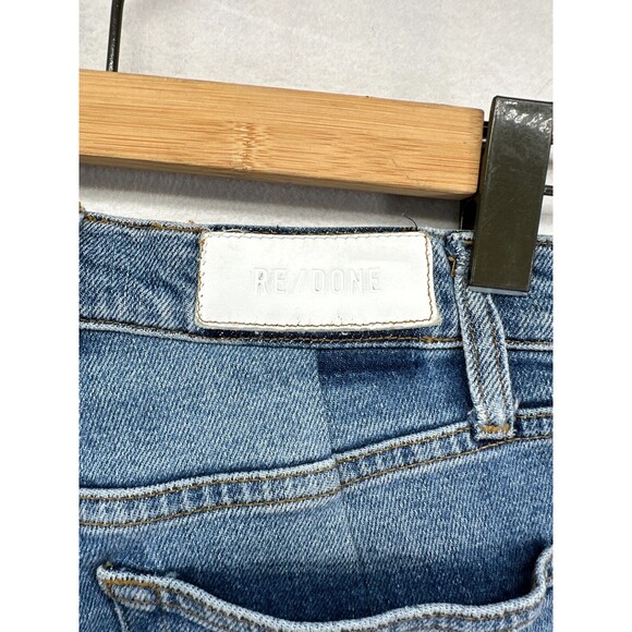 Re/Done 70's Stove Pipe Jeans Size 26 In Mid 70's Wash Button Fly Raw Hem Pocket - Picture 13 of 16